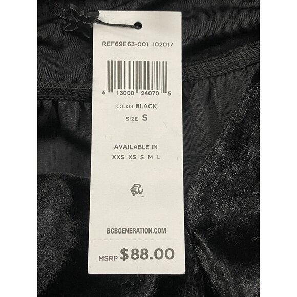 BCBGeneration Black Velvet Halter Midi Dress With Draped Pockets Size S - New - Picture 10 of 11